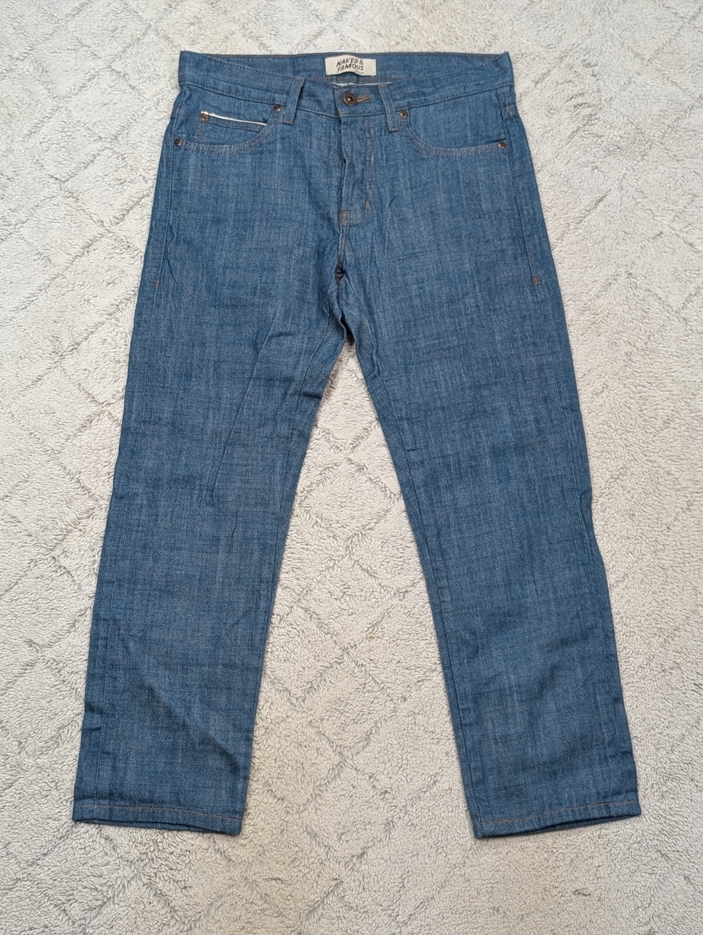 Naked & Famous Jeans Mens 32 Blue 9oz Antique Selvedge Denim Cotton Skinny Guy